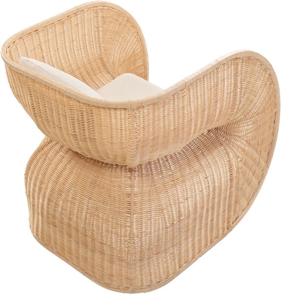 ISO, Designer Rattan Sessel mit weißen Kissen