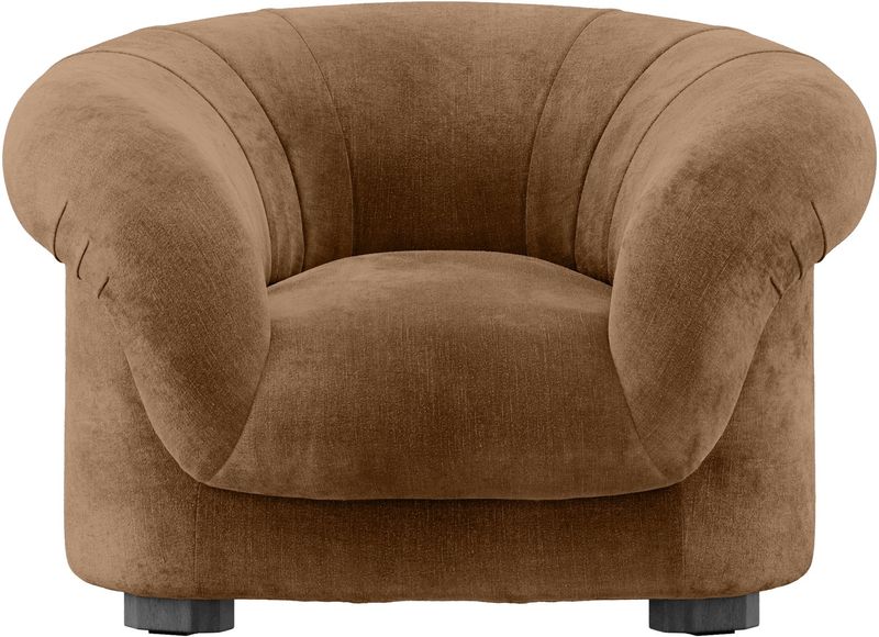 Designer Samt Sessel LANA karamel-braun B 115 cm
