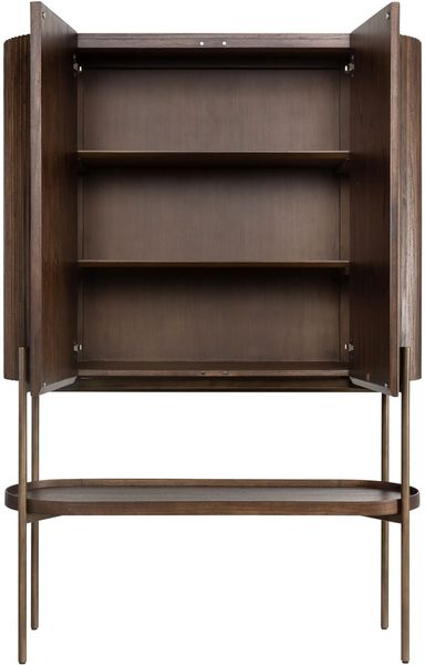 POGO, Hochbeiniger Designer Schrank oval mit Regal Holz-Messing, Designermöbel