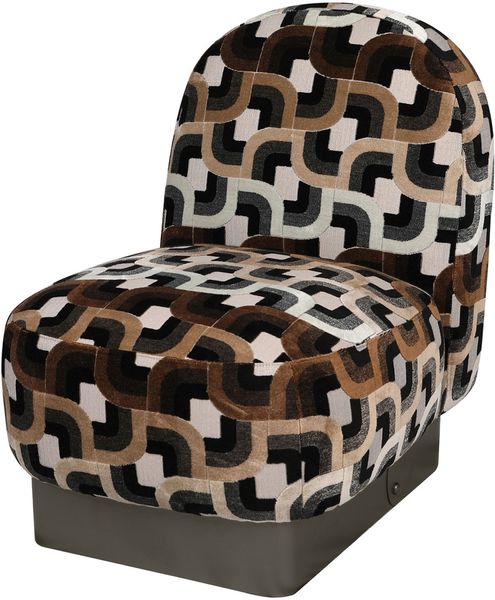 KAIN, Designer Stoff Sessel braun-beige abstraktes Muster