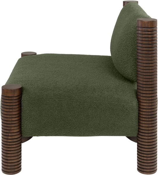 Matz Möbel Sessel EIKE, Lounge-Sessel grüner Stoff - Holz dunkelbraun