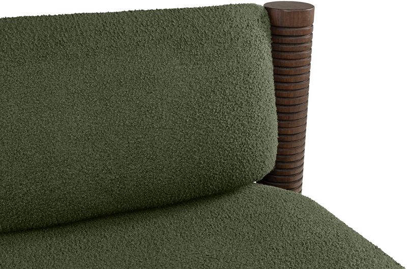Matz Möbel Sessel EIKE, Lounge-Sessel grüner Stoff - Holz dunkelbraun