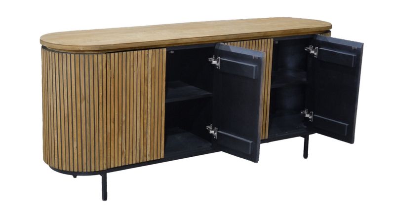 Designer Sideboard SANA oval Breite 180 cm Holz-Metall, Designermöbel