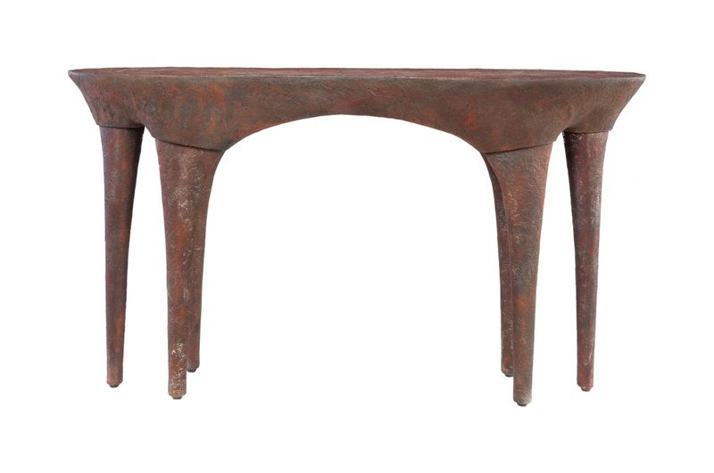 DIA, Designer Konsolentisch 140 cm oval braun kupfer, Wandtisch