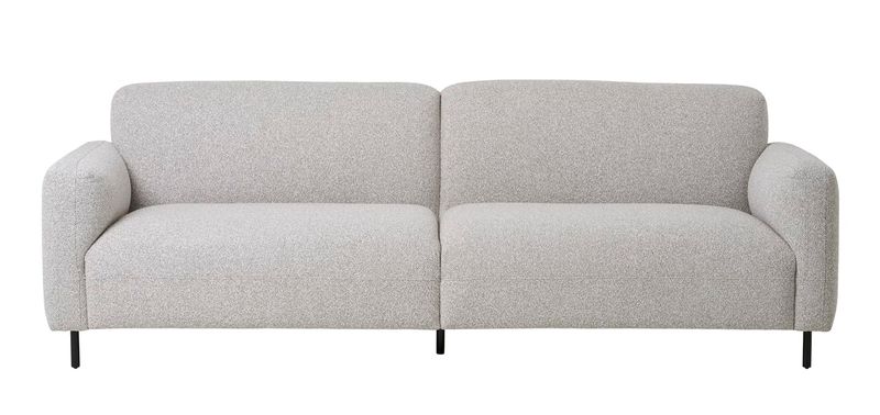 DORA, Sofa 3 Sitzer hellgrau Stoff Bouclé