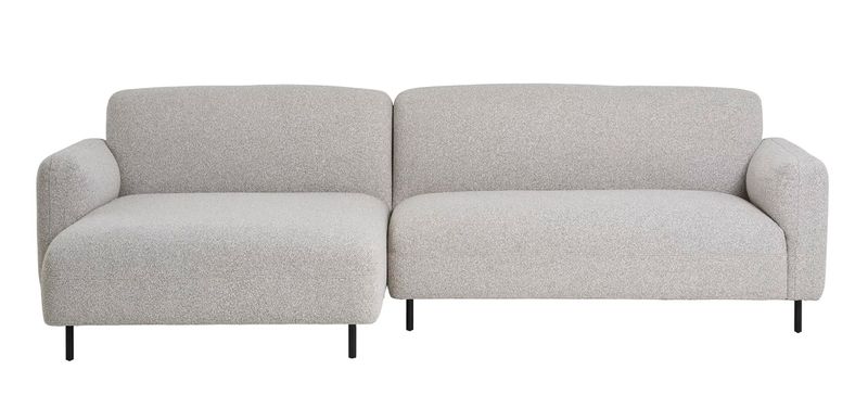 DORA, Sofa mit Longchair links hellgrau Stoff Bouclé