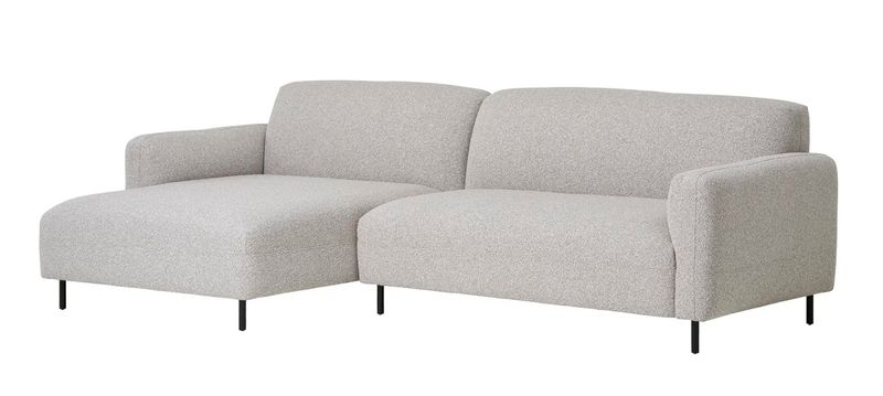 DORA, Sofa mit Longchair links hellgrau Stoff Bouclé