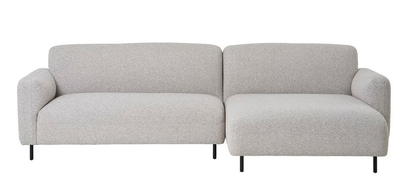 DORA, Sofa mit Longchair rechts hellgrau Stoff Bouclé