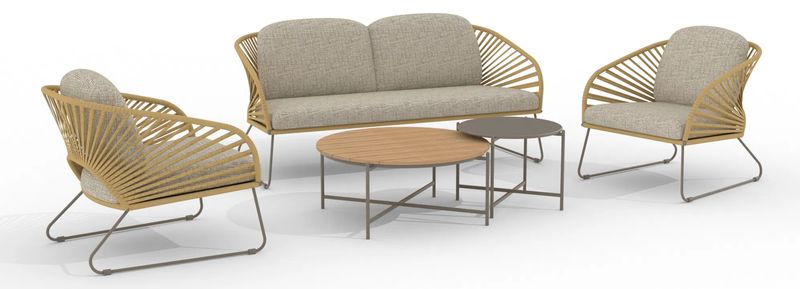ELLA, Garten Lounge-Set 5 Teile Grau-Beige