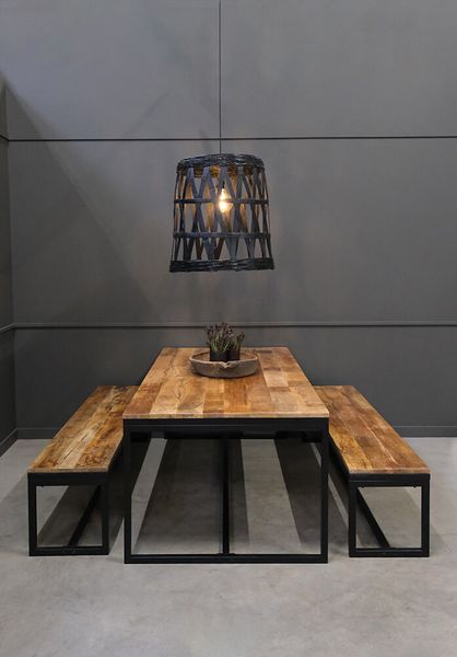 ELLI, Sitzbank 185 cm Holz-Metall Industriedesign