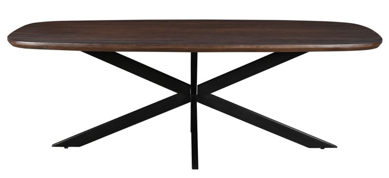 JESS, Esstisch 180*90 cm rechteckig dunkles Holz-Metall Spider-Mittelbein