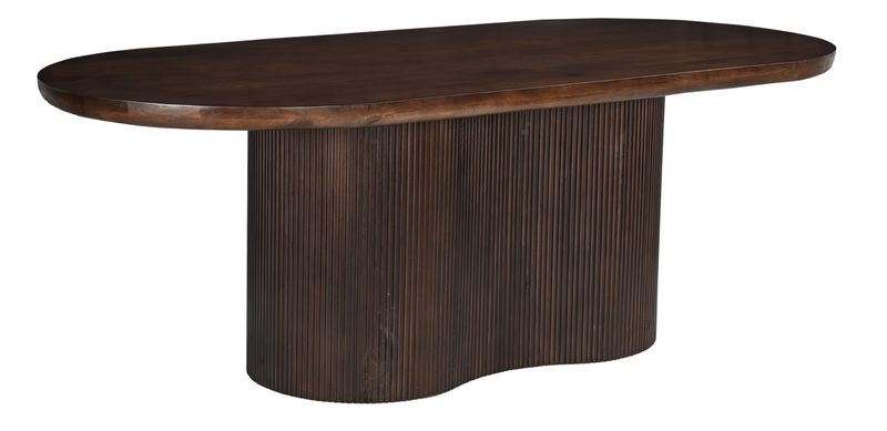 VILA, Designer Esstisch oval 300 cm dunkelbraun Holz, Säulentisch