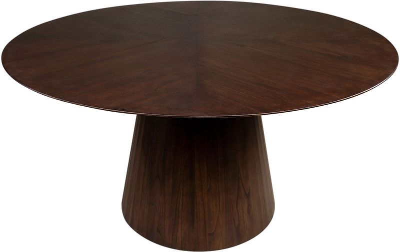 Esstisch PERL, runder Tisch 150 cm dunkelbraunes Holz Säulenfuß
