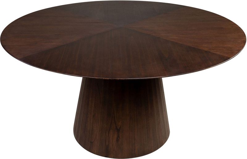 Esstisch PERL, runder Tisch 150 cm dunkelbraunes Holz Säulenfuß