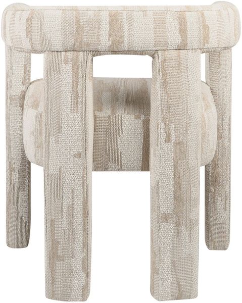 Designer Stuhl MADI Stoff beige-weiß, Armlehnstuhl
