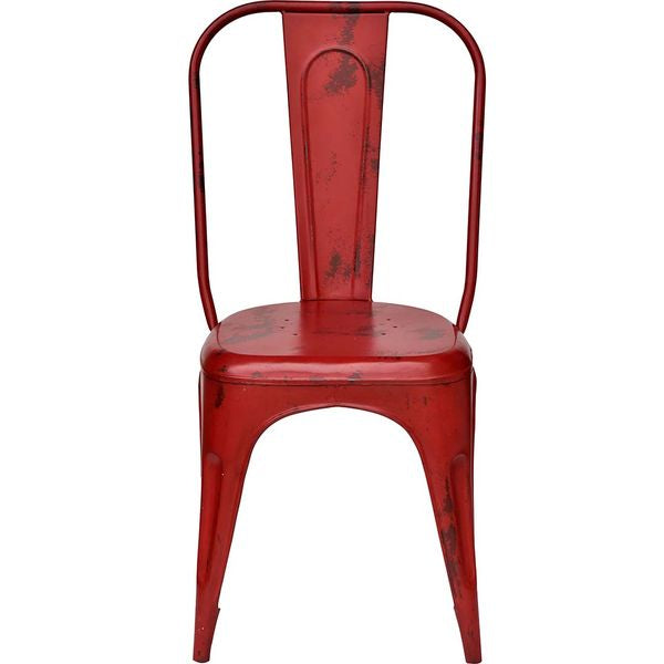 PEP, Bistrostuhl 4 Stück shabby rot Metall hohe Rückenlehne, vintage Möbel
