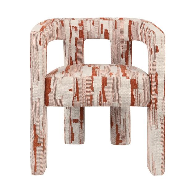 Designer Stuhl gepolstert MADI Stoff beige-terra, Armlehnstuhl
