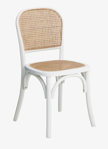 Esszimmerstuhl ELFI weiß Rattan-Holz 2 Stück Landhausstil