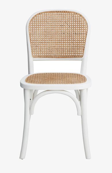 Esszimmerstuhl ELFI weiß Rattan-Holz 2 Stück Landhausstil
