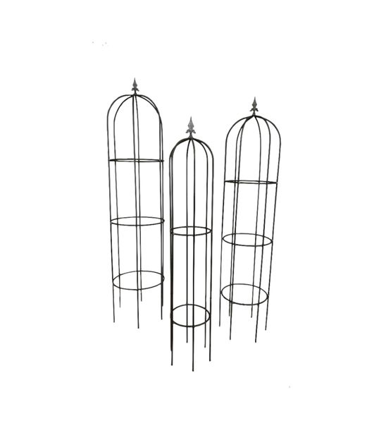 Gartendekoration 3er Set Eisen Rank-Obelisk antik rostig - Matz Möbel