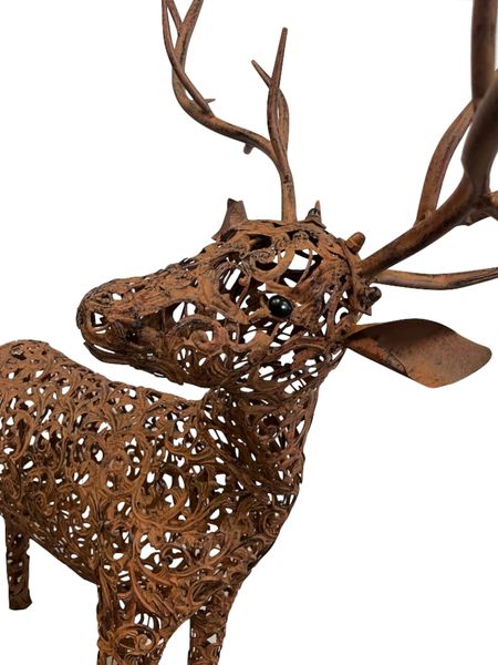 Gartenkunst "Eisen Hirsch" aus Eisen antik rostig