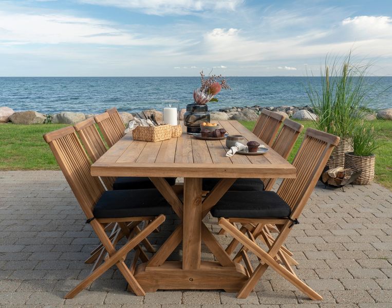 KASA, Gartentisch mit 8 Stühlen Landhausstil 240*100 cm, großer Esstisch