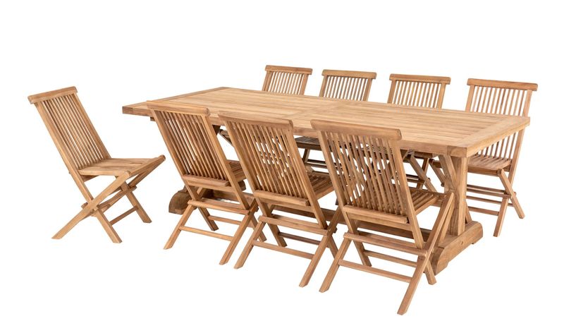 KASA, Gartentisch mit 8 Stühlen Landhausstil 240*100 cm, großer Esstisch