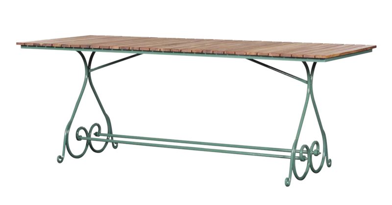 MONTI, Gartentisch 200 cm Holz natur & grün Stahl im Landhausstil