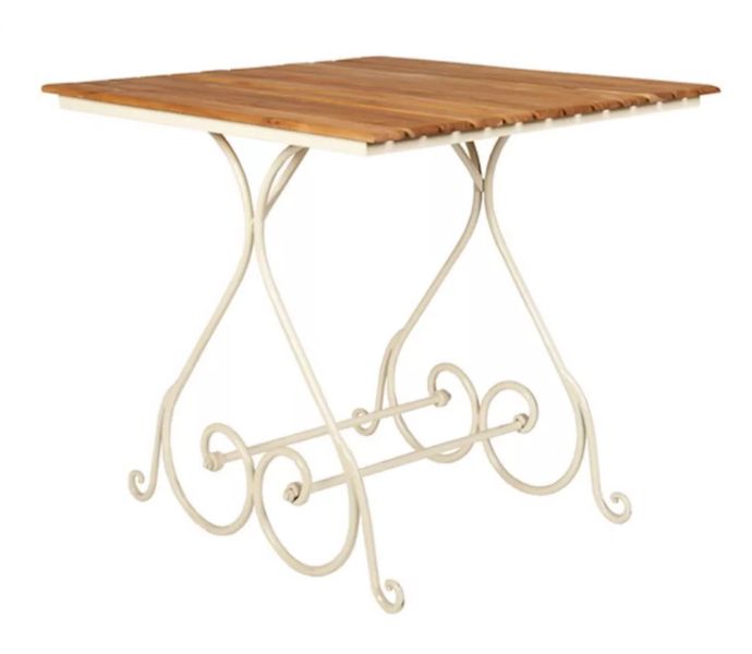 MONTI, Gartentisch 80*80 cm Holz natur & weiß Stahl im Landhausstil
