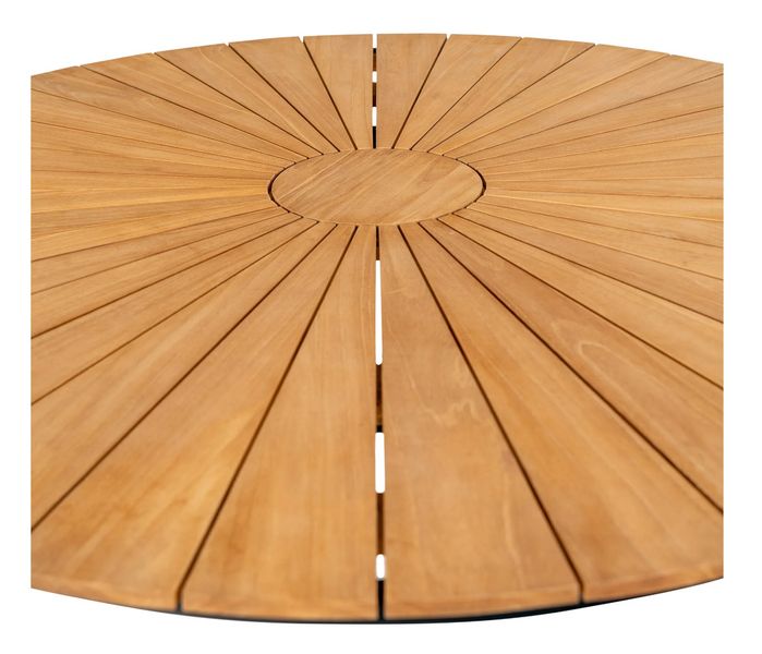 CLEA, Gartentisch rund 130 cm Holz natur und schwarze Metallbeine