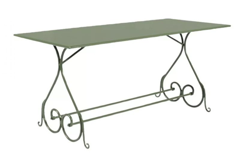 MONTI, Gartentisch 160 cm grün Metall im Landhausstil