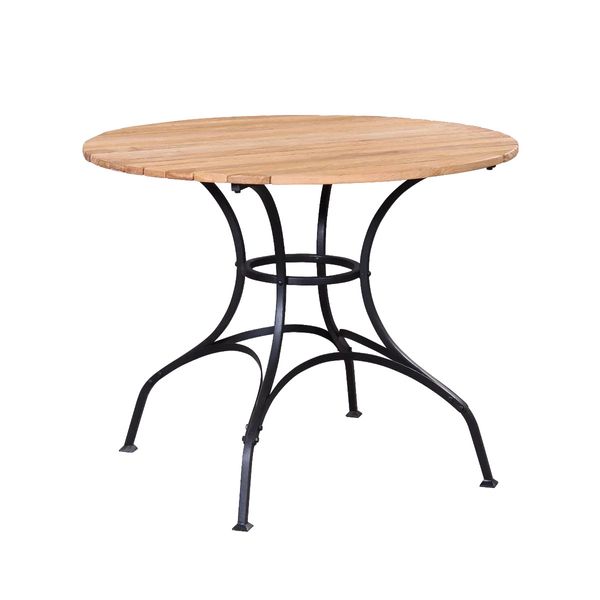 MONTI, Gartentisch rund 100 cm Holz & Stahl im Landhausstil