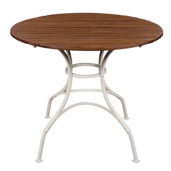 MONTI, Gartentisch rund 100 cm Holz & Stahl im Landhausstil