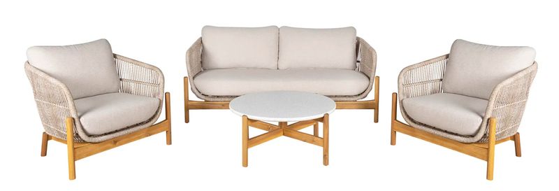 DINA, Garten-Lounge Möbel 4er Set beige-weiß