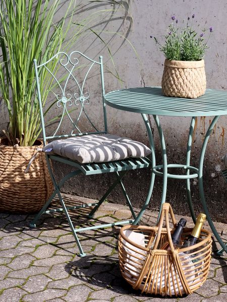 Gartentisch mit 2 Stühlen antik blau-türkis Landhausstil