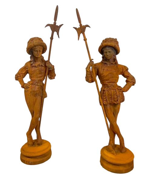Garten Skulptur "Krieger-Paar-Statuen" Gusseisen