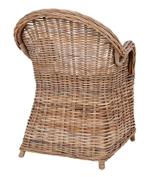 CLAIRE, Rattan Sessel mit weißen Sitzkissen, Gartensessel Landhausstil