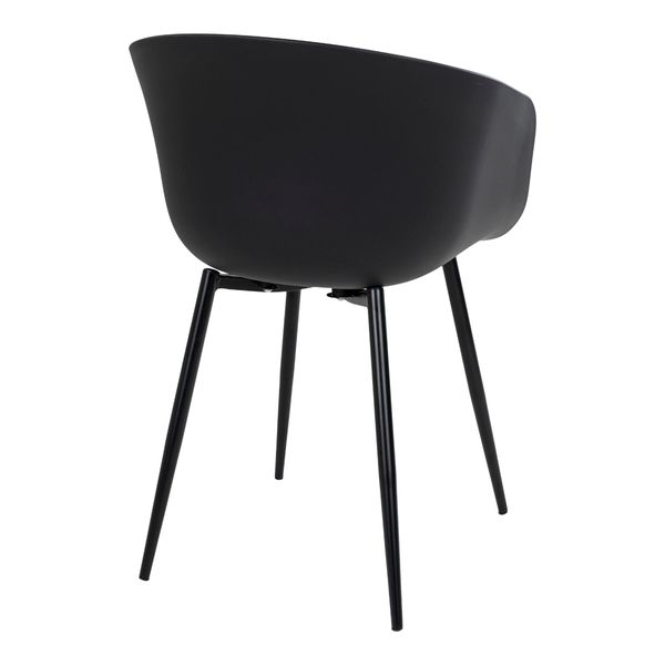 RONDA, moderner Gartenstuhl 2 Stück schwarz Schalensitz