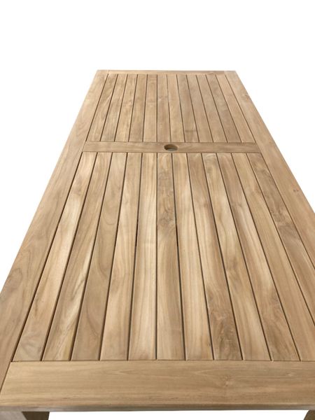 ALEX, Gartentisch 200*90 cm Holz mit Sonnenschirm-Loch