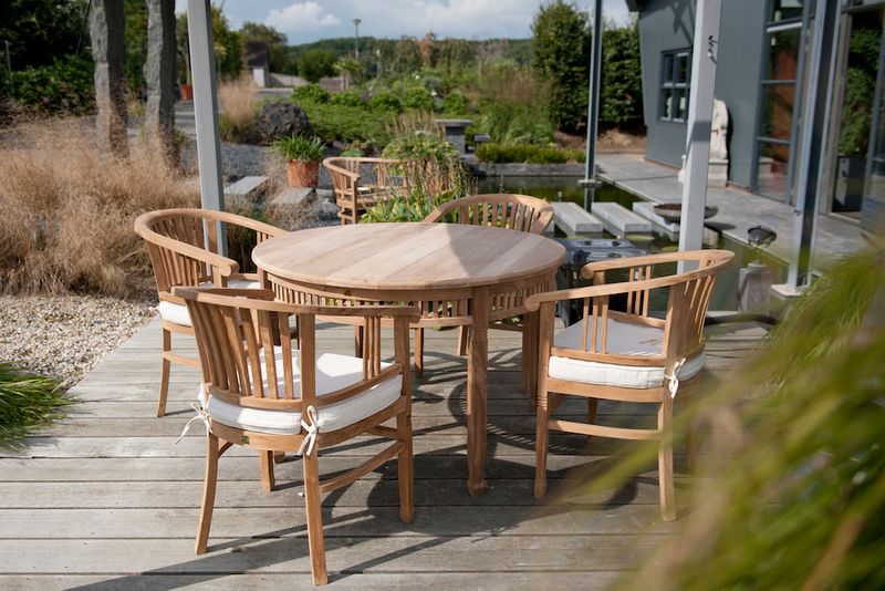 Gartentisch GINA rund Holz 120 cm im Landhausstil