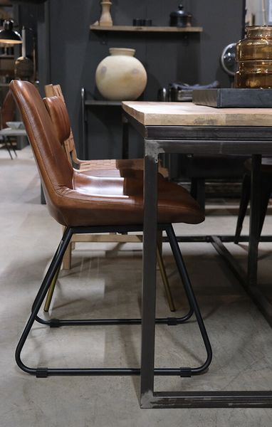 GRIT, Esszimmerstuhl 2 Stück Leder & Metall Industriedesign