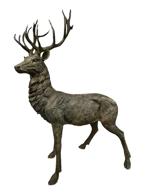 Große Bronze Skulptur "stehender Hirsch" H 292 cm