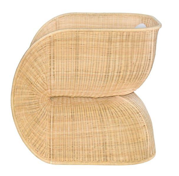 ISO, Designer Rattan Lounge-Sessel mit weißen Kissen