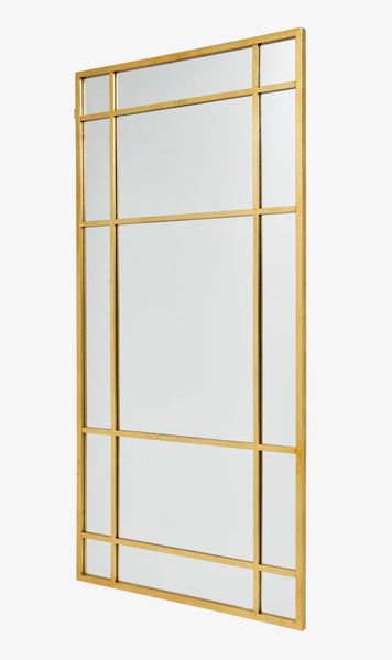 Großer Spiegel H 203 cm gold Metall mit kleinen Fenstern