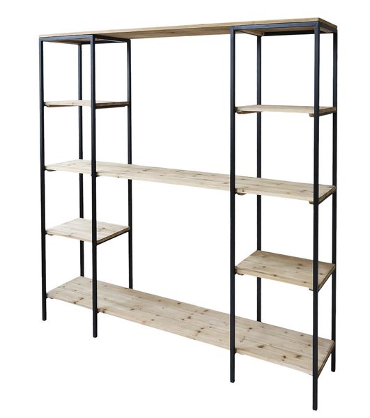 RON, großes Regal Metall-Holz mit vielen Fächern