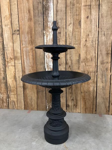Brunnen Gusseisen 2 Stufen H 140 cm antik dunkelgrau