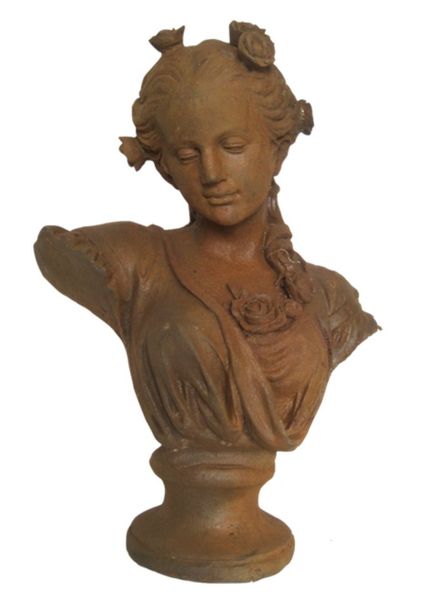 Büste Dame H 60 cm mit Rosen aus Gusseisen