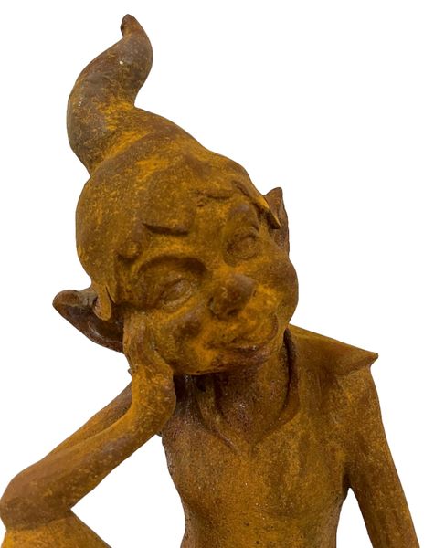1, Gartenfigur "sitzender Troll" H 40 cm Skulptur Gusseisen