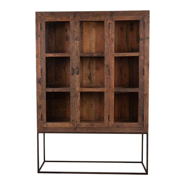 Hochbeinige industrial Vitrine KENA H 190 x B 130 cm Recyclingholz
