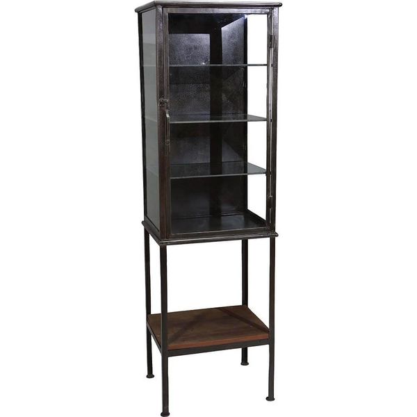 Hochbeinige, schmale Vitrine LELA im vintage Industrie Design H 170 cm
